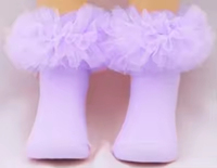 Chaussettes pour filles, nouvelle mode 2025, mignonnes, avec nœud, style princesse Lolita, respirantes, tricotées, bord festonné, dentelle, volants moelleux, chaussettes pour bébé
