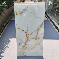 Carreau de Porcelaine de Luxe Calacatta Gold Aspect Marbre Blanc Brillant Grands Carreaux de Sol et Muraux Personnalisés Antidérapants Émaillés pour la Maison