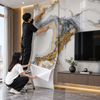 Papier peint auto-adhésif en marbre gris blanc or de 1 mm, feuilles IXPE de 1,2 x 3 m pour les murs décoratifs des chambres d'hôtel