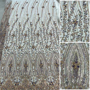WFB-260 Tessuto in <span class=keywords><strong>Tulle</strong></span> <span class=keywords><strong>Verde</strong></span> di Lusso con Pizzo Perlinato e Cristalli per Abiti da Sera e da Sposa - Product Image 4