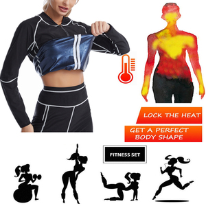 <span class=keywords><strong>Camisa</strong></span> de neopreno <span class=keywords><strong>para</strong></span> pérdida de peso <span class=keywords><strong>para</strong></span> mujer, <span class=keywords><strong>traje</strong></span> de chaqueta de Sauna, ropa de entrenamiento larga, quemador de grasa, Top y pantalones - Product Image 2