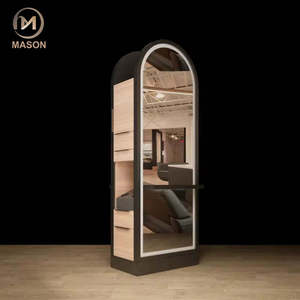 Estación de Espejo LED de Doble Cara para <span class=keywords><strong>Barber</strong></span>ía, Diseño de Arco de Hierro, Moderna, Ajustable, Iluminación Impermeable, Muebles de Estilismo de Salón Premium - Product Image 6