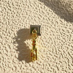 Italian Link <b>Bracelet</b> Interchangeable Modular Dangle Charms Stainless Steel Red Horn and Hand <b>Lucky</b> Protection Christmas - Product Image 3