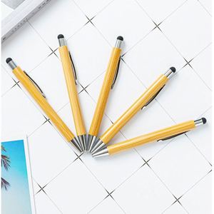 Wholesale 2 in 1 Multi-Function Stylus Press Bamboo Ballpoint <b>Pen</b> With Laser Custom Printed Logo for Office Gift - Product Image 6
