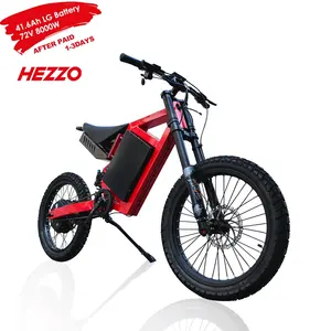 Wholesale HEZZO 72v 8000W Electric Dirt Bike 42Ah Long Range Stealth Bomber 19" Off Road KKE Fast Speed E Dirtbike E Dirtbike