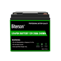 Baterai Lithium Ion LiFePO4 12V 20Ah Biterson 3000 Siklus Dilengkapi Smart BMS untuk Troli Golf Listrik Energi Surya Garansi 2 Tahun