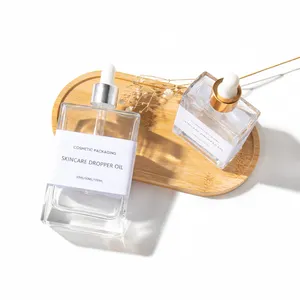 Botellas de Vidrio Cuadradas y Planas de Lujo de 30 ml, 50 ml y 100 ml con Gotero para Aceites Esenciales y Perfumes para el Cuerpo - Product Image 1