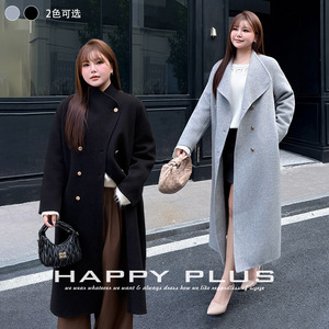 Abrigo de Lana de Doble Cara para Mujer Runqi, Corte Holgado, Botones Dorados, Cálido, Hombros Rectos, Tallas Grandes - Product Image 5