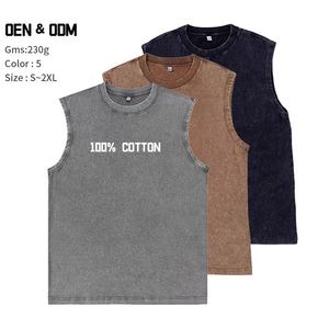 T-shirt promotionnel 100 % coton délavé à l'acide, débardeur unisexe grande taille respirant pour l'été, streetwear décontracté sans manches - Product Image 4
