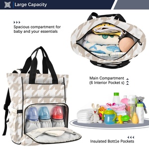 <b>Large</b> Capacity Khaki Houndstooth Custom Print Waterproof Nylon Baby Diaper Bags <b>Backpack</b> Mommy Travel Bag for <b>Women</b> - Product Image 5
