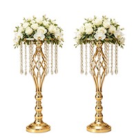 Support de bougie en fer forgé électroplaqué, style européen doré, trépied à fleurs, décoration de table de mariage, centre de table