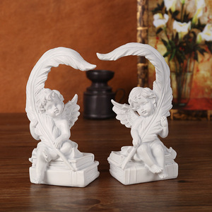 Estatuas de ángeles de resina de Mystic Arts con alas de plumas, decoración de estilo europeo para sala de estar, oficina, escritorio, regalo. - Product Image 1