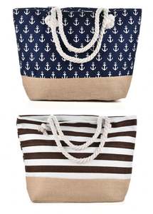 Sacs de plage en toile de coton naturelle écologiques personnalisables, sacs de courses réutilisables pour femmes avec logo personnalisé en couleur - Product Image 2