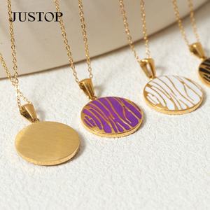 Colgante de Moneda con Baño de Oro de 18K y Acero Inoxidable, Estilo Moderno con Efecto de Goteo de Aceite, para Joyería de Mujer, Accesorios para Collares, Venta al por Mayor - Product Image 4