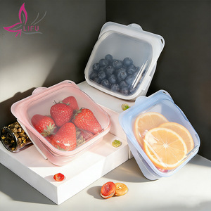 Sacs de conservation alimentaire en silicone transparent de qualité alimentaire 100% platine Lfgb en gros personnalisés, étanches, sans BPA, pour une utilisation en cuisine - Product Image 1