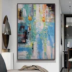 Pintura al Óleo Moderna Art <span class=keywords><strong>Deco</strong></span> Personalizada Pintada a Mano en Verde Claro y Blanco con Textura Abstracta para Colgar en la Pared del Hogar, Hotel, Oficina o Sala de Estar - Product Image 3