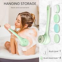 Brosse électrique 5-en-1 à long manche, étanche, pour le visage et le corps, nettoyant doux SPA, brosse corporelle électrique pour bain, brosse cosmétique à piles sèches