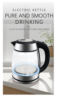 Bouilloire électrique sans fil intelligente de 2,0 L, grande capacité, en verre, appareil de cuisine avec lumière LED, bouilloire en verre pour le thé