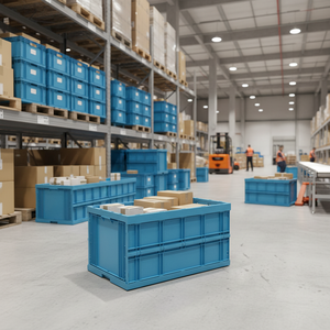 Etap C-4633 Heavy Duty Industrial Plastic Stackable Folding Container Collapsible <b>Crate</b> Case - Product Image 3