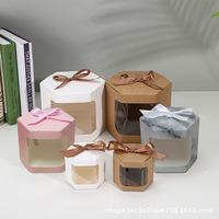 IMEE recycler des couleurs vives assorties boîte à pignon sac à gâteau en papier Portable petit déjeuner bonbons fromage boîte à gâteau avec fenêtre