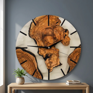 Horloge murale vintage en quartz et résine de bois double face de haute qualité pour une finition glamour - Product Image 1