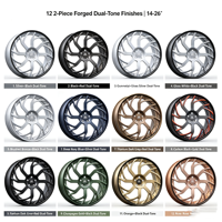 Nouvelles jantes en alliage d'aluminium forgé deux pièces de 18 à 26 pouces, argent/noir, à rayons ondulés, rivetées, à large bord, 5x114.3 25mm pour Crown VIP Stance