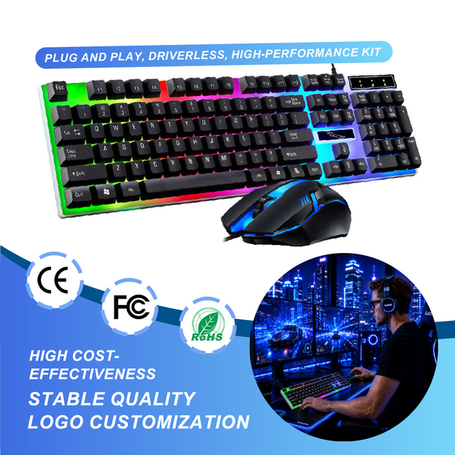 Gaming Keyboard and Mouse Combo LED RGB USB Wired Full Size Waterproof USB Wired Optical Keyboard and Mouse Combo