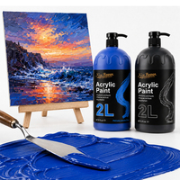 Pintura Acrílica Xin Bowen de 2L con Botella con Bomba, Pintura de Alta Viscosidad de Grado Profesional para Lienzo, Pared y Madera