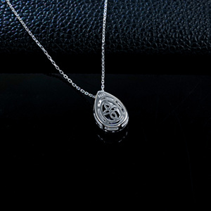 925 Sterling Silver Pear Cut Lab Created <b>Ruby</b> Pendant <b>Necklace</b> with CZ Halo for Women Wedding Bridal Jewelry - Product Image 4