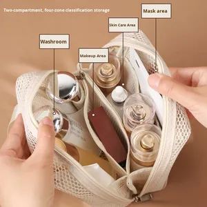 Sac de voyage multifonctionnel haut de gamme <span class=keywords><strong>en</strong></span> nylon respirant avec fermeture éclair, compartiments multiples et grande capacité, idéal pour les cosmétiques et le transport à la main. - Product Image 2