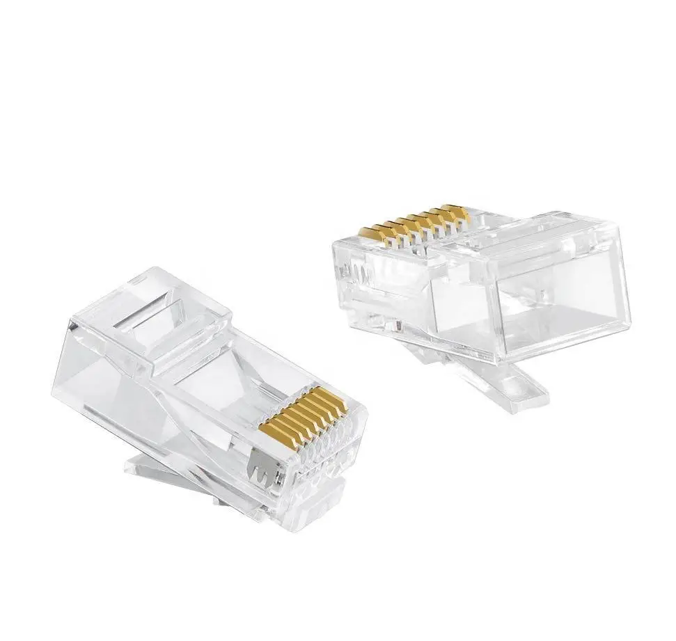 Cat6/Cat5e RJ45 konnektör Ethernet kablosu sıkma şeffaf konektörler UTP ağ fişi katı tel ve standart kablo