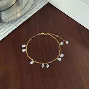 Dylam Elegance Stylish Fine Jewelry Hypoallergenic 925 Silver Link Chain Waterdrop Shape 5A Zirconia Multiple Pendant <b>Bracelets</b> - Product Image 3