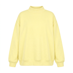 Sudadera Personalizada para Mujer, Cuello Alto, Color Amarillo Mantequilla, Corte Holgado, Largo Regular, Nueva Moda de Invierno, Ajuste Relajado - Product Image 1