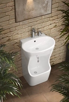 Lavabo de Wudu musulman sur pied, design moderne, durable, résistant à l'eau, écologique, autoportant, en céramique blanche ovale, pour salle de bain et hôtel