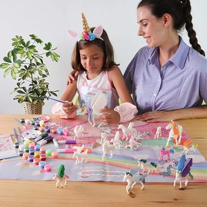 18件彩色独角兽女孩礼品绘画套装着色独角兽玩具在黑暗中发光教育玩具 - Product Image 2
