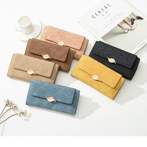 Women's <b>Long</b> <b>Wallet</b> European and American Retro Style Frosted Leaf Shape Hasp <b>Wallets</b> Folding Women's Leather <b>Wallet</b> - Product Image 2
