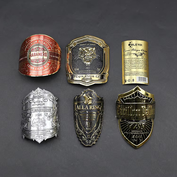 2024 Custom 3D Embossed Wine Label Badge for Perfume Bottles Aluminum Bottle Stickers Creative Design Logo Wine Metal Sticker