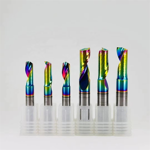 Fraise à queue CNC en carbure de tungstène importé, revêtement DLC couleur arc-en-ciel, à une dent, coupe spirale, HRC55, diamètre 1-12mm, ODM/OEM - Product Image 3