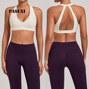 Soutien-gorge de sport PASUXI sexy à col halter, push-up, à fort impact, dos nu, <span class=keywords><strong>haut</strong></span> de fitness moulant, débardeur de course, vêtements de sport pour femmes - Product Image 1