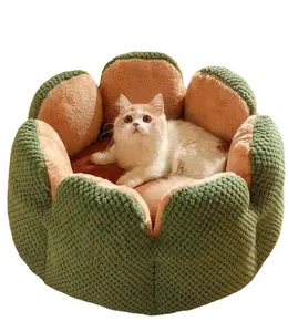 Hersteller Großhandel Cute Cat Flower Nest Pet Supplies Zubehör Abnehmbare wasch bare Winter Hunde betten Soft Warm Plüsch