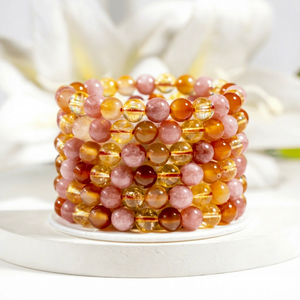Pulsera de Cuarzo Redonda de 8mm con Cuentas de la Paz para Sanación del Chakra Sacro, para Mujer, Aniversario, Moda Casual, Calidad Premium - Product Image 1