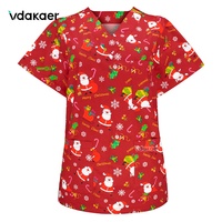 Uniforme d'infirmière de noël, hauts d'hôpital pour femmes et hommes, uniforme médical à col en V, blouses à manches courtes