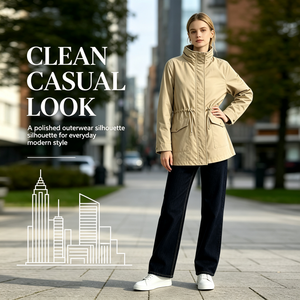 <span class=keywords><strong>Veste</strong></span> décontractée pour <span class=keywords><strong>femme</strong></span> avec cordon de serrage à <span class=keywords><strong>la</strong></span> taille, col montant rouge vif, capuche amovible, coupe ample, style urbain tendance - Product Image 2