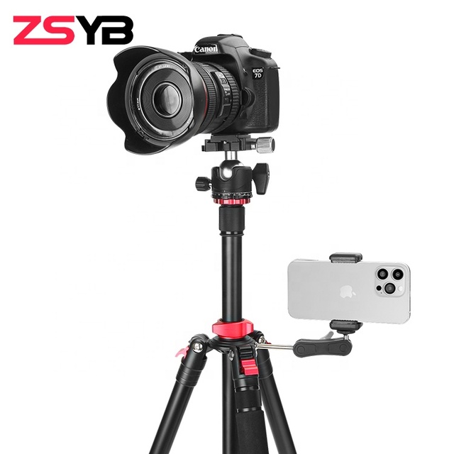 ZSYB Most Popular Red Black Portable Folding Aluminum Alloy Photography Camera Fitting Tripod Stand for Phone