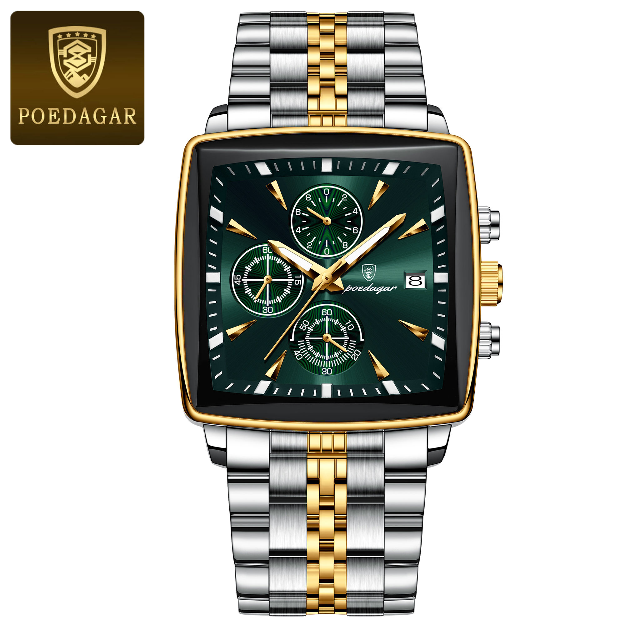 gold bezel +green dial