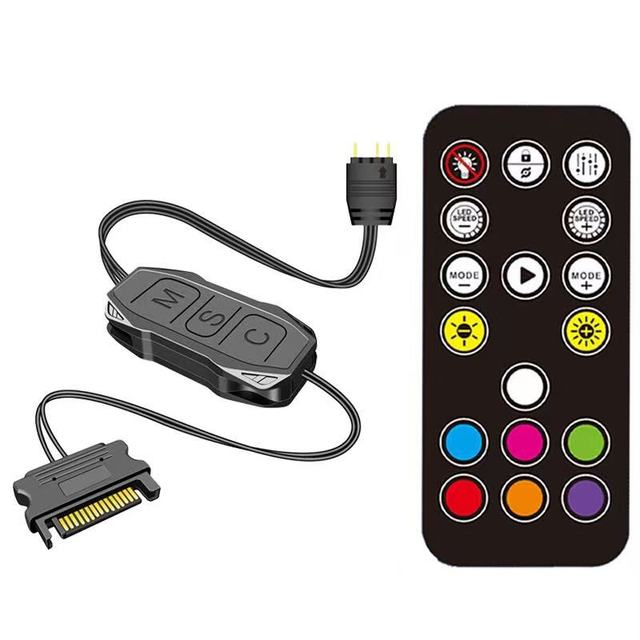 LY ARGB Controller 5V 3pin to SATA Power Supply Mini RGB Controller 3PIN Hub for Computer Cpu Case Cool Fan LED Light Radiator