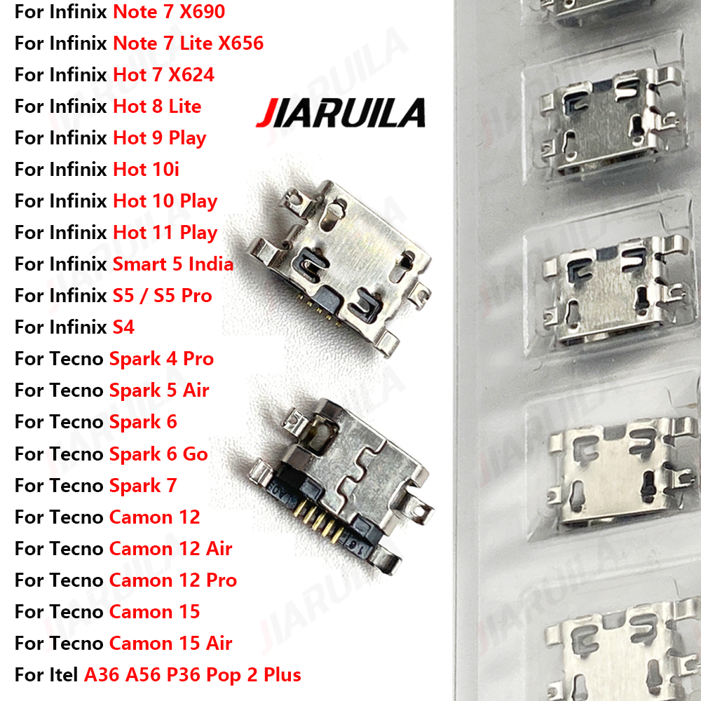 Charging Ports Pins for Infinix Hot 11 10i Play Note Lite S5 S4 for  Tecno Spark Camon 15 12 for Itel A36 A56 P36