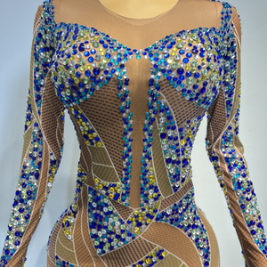 Vestidos de graduación verano exy elegan marrón spandex vestidos de fiesta largo elegante solemne azul diamante sahri vestido - Product Image 5