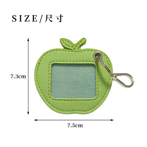 New <b>leather</b> apple-shaped photo <b>keychain</b>, 2-inch photo organizer, pendant, mini pet photo album - Product Image 5
