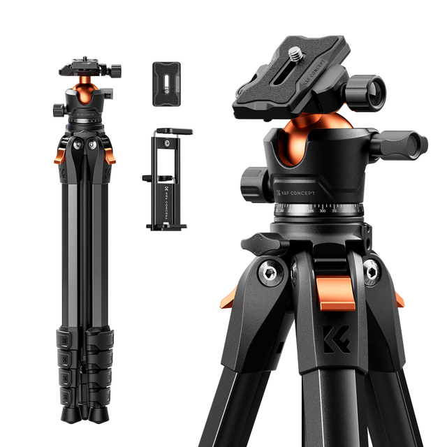 K&F Concept A305A1+BH-40 Camera Tripod Non-reversible with Arca-Compatible Ball Head 3/8'' Threaded Hole Plastic Triangular Base